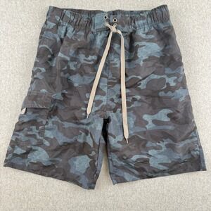Stillwater Supply Co Swim Trunks Mens M Blue Camo Board Shorts Mesh Lined Cargo